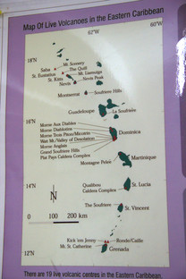 Mapa del vulcanismo en el Caribe. Se señalan las islas con volcanes activos