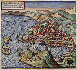 Mapa de Marsella de Frans Hogenberg (1540-1590). Gentileza Wikimedia
