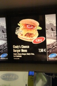Cindy's Cheese Burger Menu: 7, 50€